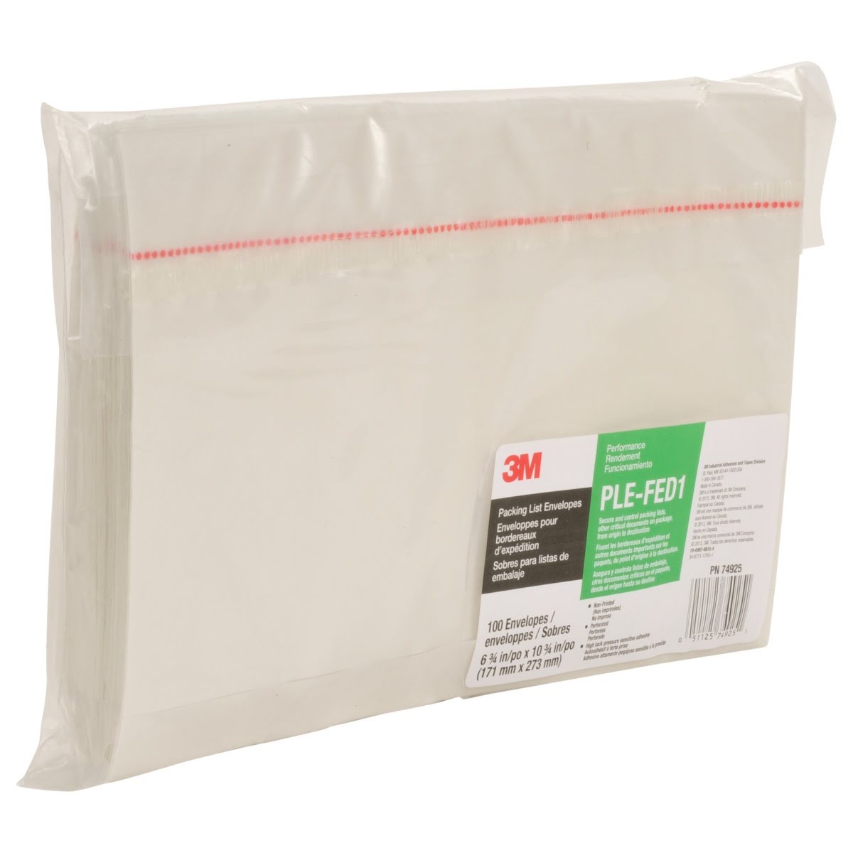 3M FED1 Non Printed Perforated Packing List Envelope, Clear Polyethylene, Transparent, 6-3/4 in x 10-3/4 in (7100036436) (500 Pack) - 3