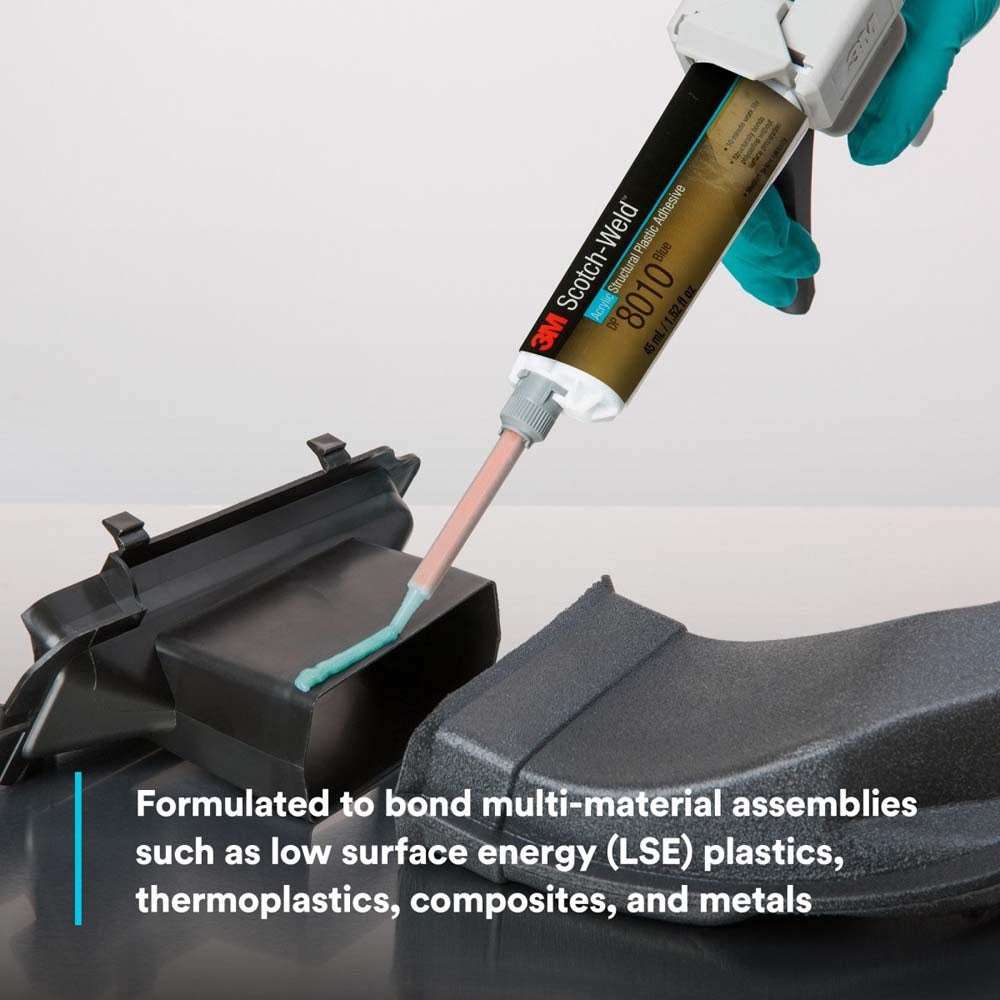 3M 8010 Scotch-Weld Structural Plastic Adhesive DP Blue for Plastic to Metal Bonding (45 mL Duo-Pak) (7100036717) (12 Pack) - 9