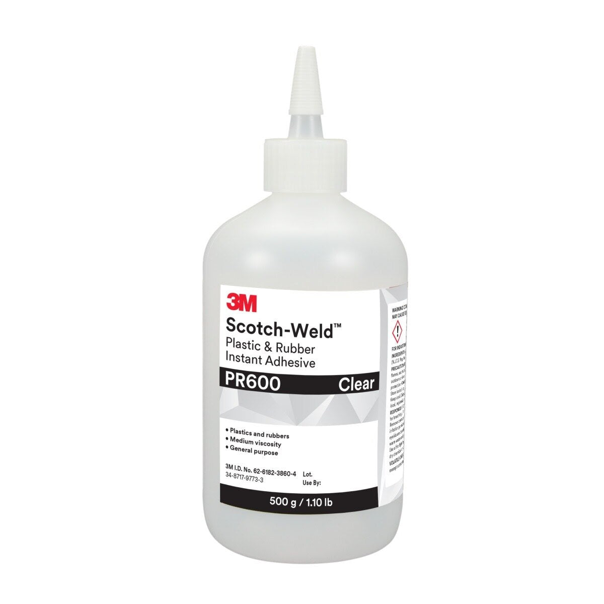 3M PR600 Scotch-Weld Plastic & Rubber Instant Adhesive, Clear, 500 Gram (7100039246)