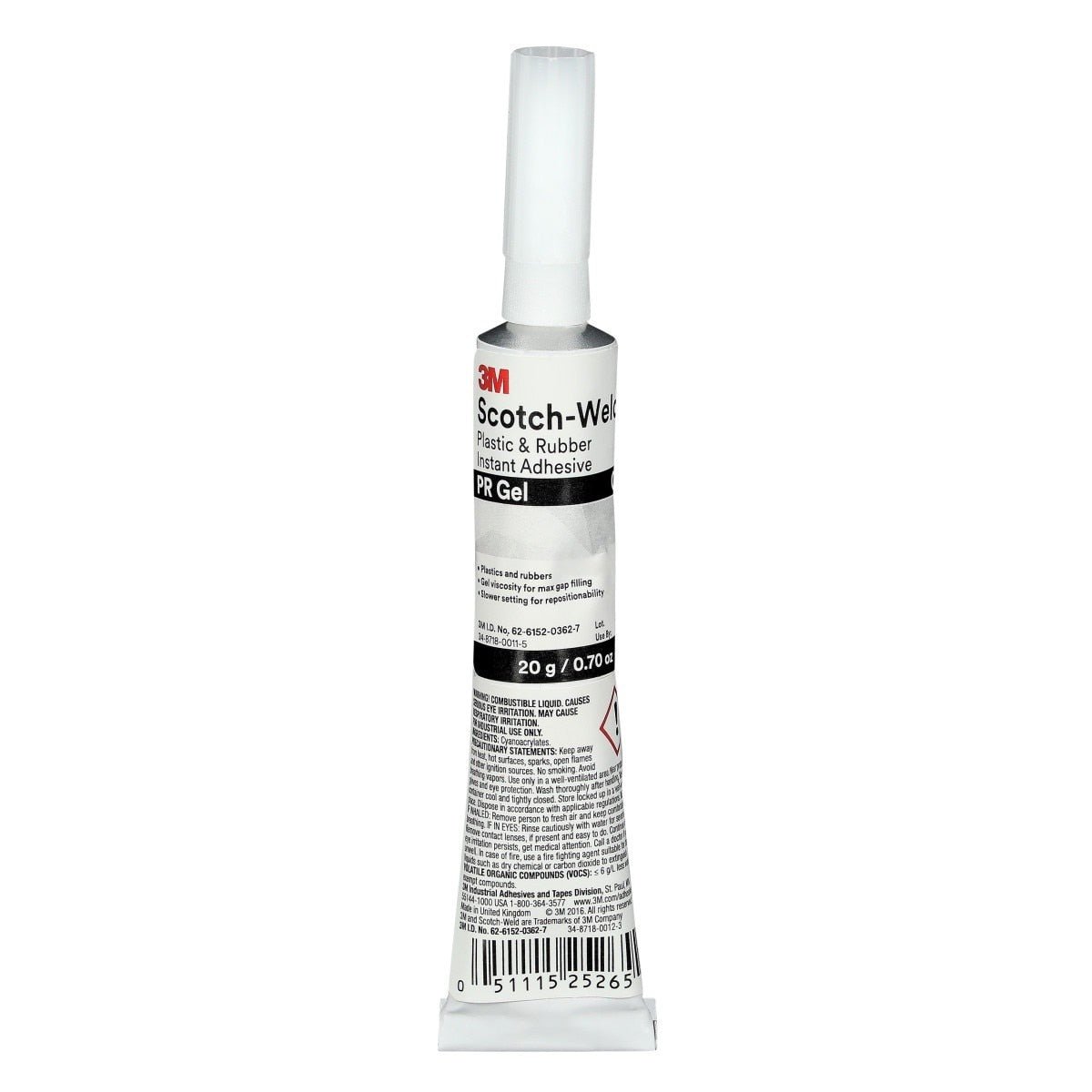 3M Scotch-Weld Plastic and Rubber Instant Adhesive PR Gel, Clear, 20 g Tube (PR GEL) (7100039255) (10 Pack)