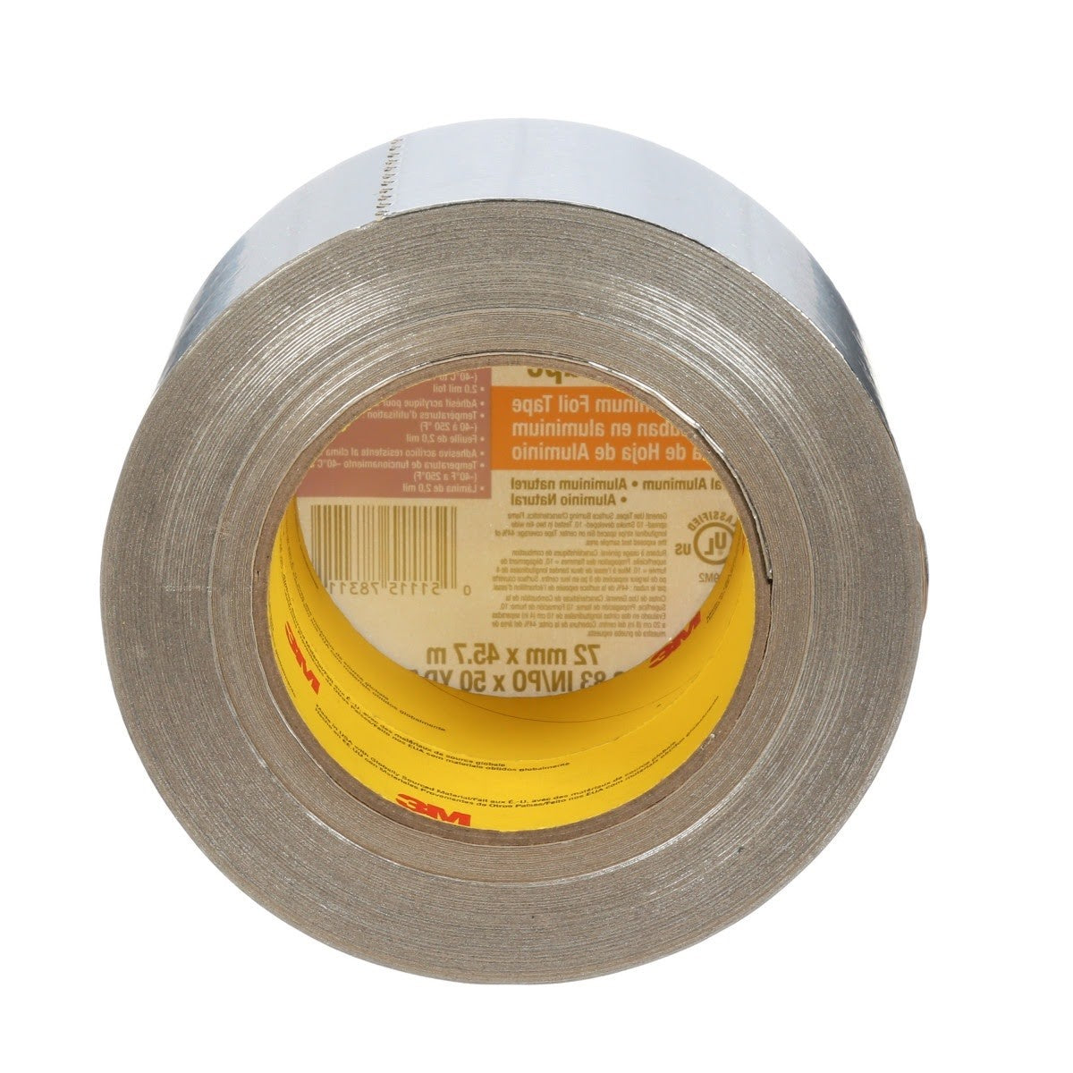 3M 3520CW Venture Tape Aluminum Foil Tape, Silver, 72 mm x 45.7 m, 3.7 mil (7100043750) (256 Pack) - 7