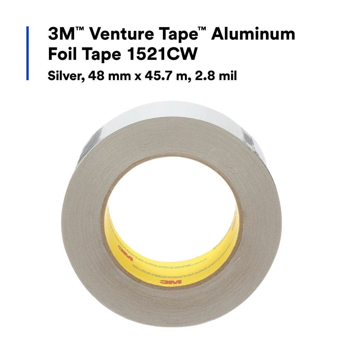 3M 1521CW Aluminum Foil Tape, Silver, 48 mm x 45.7 m, 2.8 mil (7100043781) (576 Pack) - 6