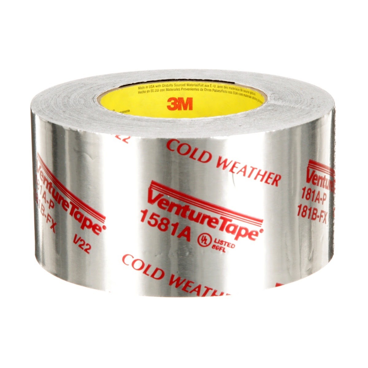 3M UL181A-P 1581A Venture Tape Aluminum Foil Tape, Silver, 72 mm x 55 m, 2 mil (7100043929) (16 Pack) - 3