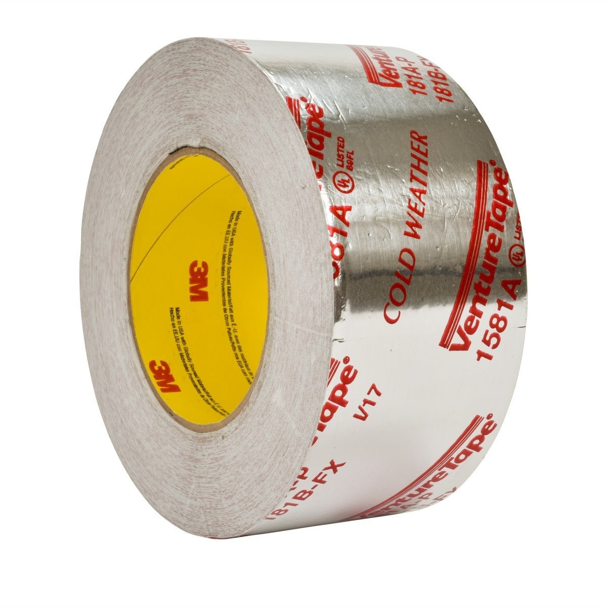 3M UL181A-P 1581A Venture Tape Aluminum Foil Tape, Silver, 72 mm x 55 m, 2 mil (7100043929) (16 Pack) - 5