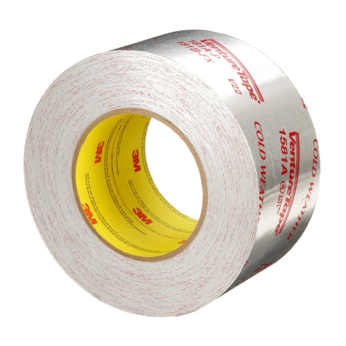3M UL181A-P 1581A Venture Tape Aluminum Foil Tape, Silver, 72 mm x 55 m, 2 mil (7100043929) (16 Pack) - 8
