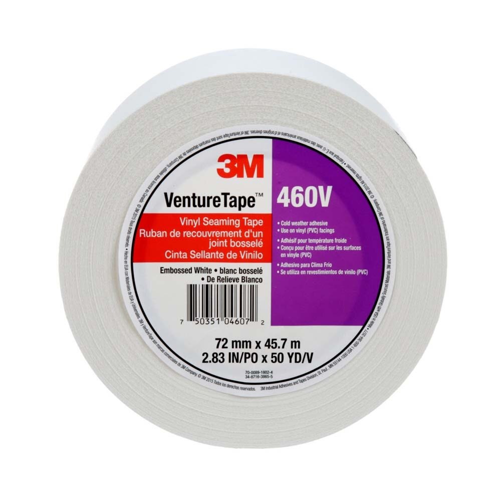 3M 460V Venture Tape Vinyl Seaming Tape , White Color, Embossed, Resists Lifting, Cold Weather Adhesion, 2.83 in x 50 yd (7100043935) (16 Pack)
