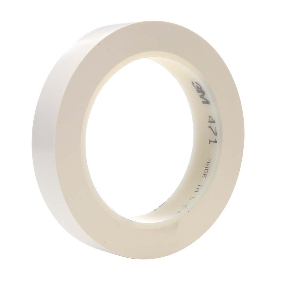 3M 471 Vinyl Tape , White, 3/4 in x 36 yd, 5.2 mil (7100044643) (48 Pack)