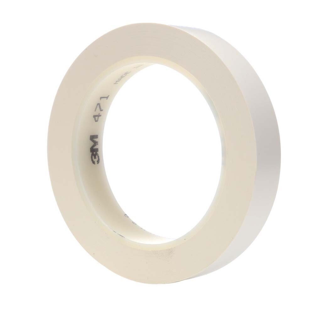 3M 7100044643 Vinyl Tape 471, White, 3/4 in x 36 yd, 5.2 mil - 3