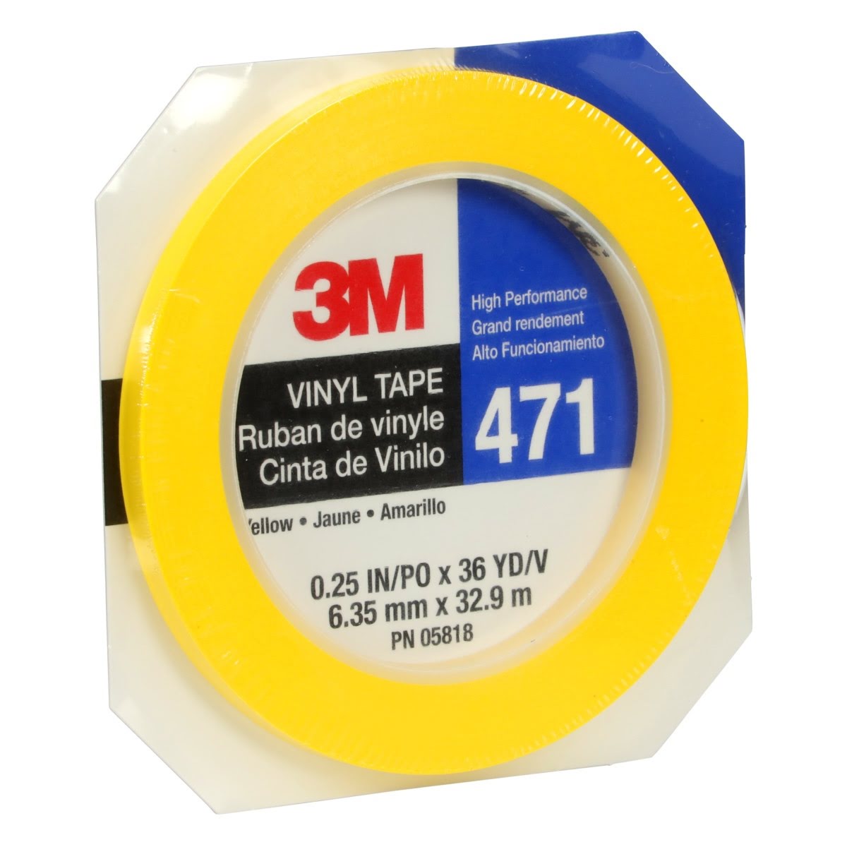 3M 471 Vinyl Tape, Yellow, 1/4 in x 36 yd, 5.2 mil Roll (7100044645) (144Pack) - 8