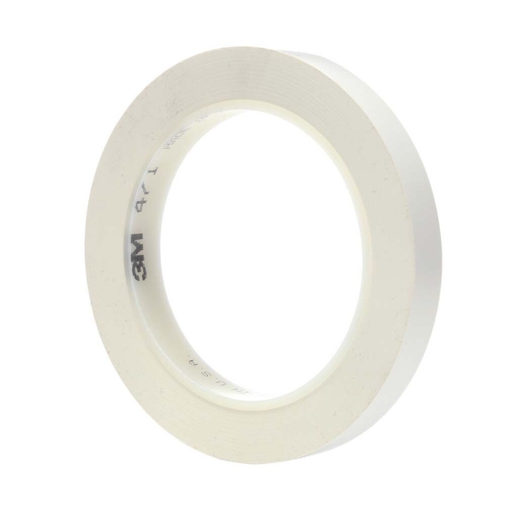 3M 7100044647 07186 Vinyl Tape 471 White, 1/2" x 36 yd. - 2