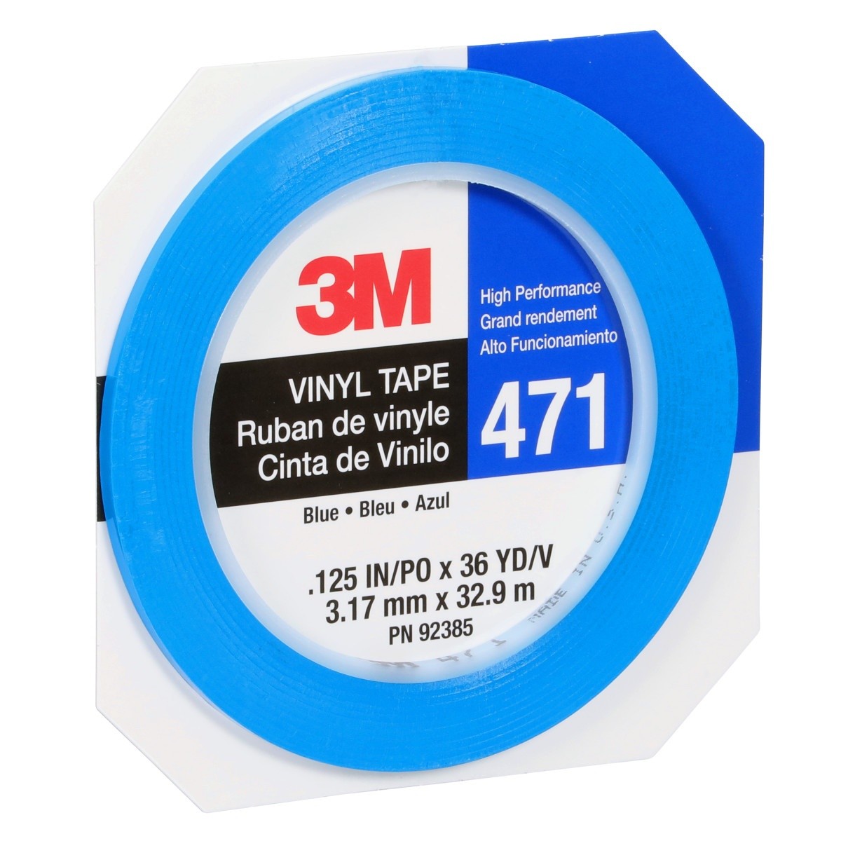 3M 471 Vinyl Tape, Blue, 1/8 in x 36 yd, 5.2 mil (36405) (7100044649) (12 Pack) - 4