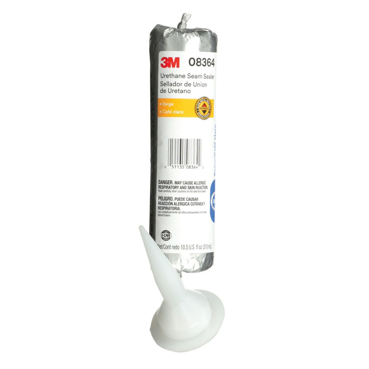 3M 08364 Urethane Seam Sealer, Beige, High Solids, Permanently Flexible, 310 mL/10.5 oz Foil Pack (7100049259) (6 Pack)