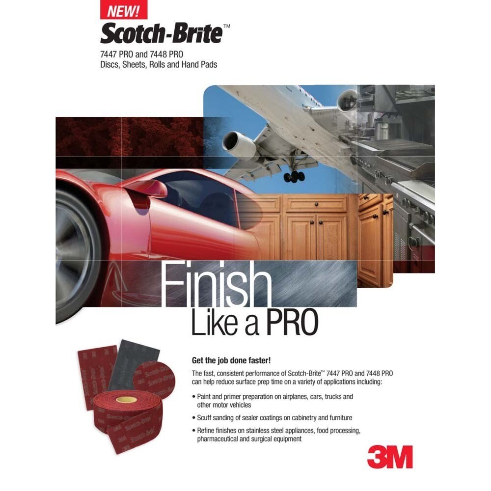 3M 7100049589 Scotch-Brite 7447 PRO Very Fine Abrasive Hand Pad Roll, 5 in x 30 ft (1 Roll) - 2