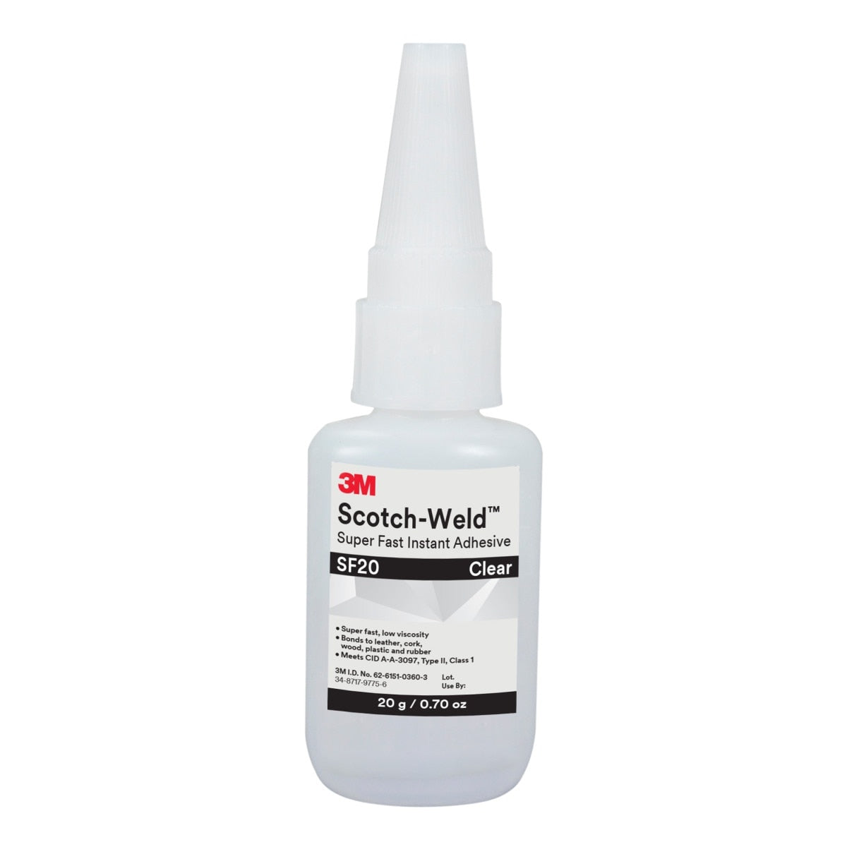 3M SF20 Super Fast Instant Adhesive, Clear, 20 g Bottle (7100049744) (10 Pack)