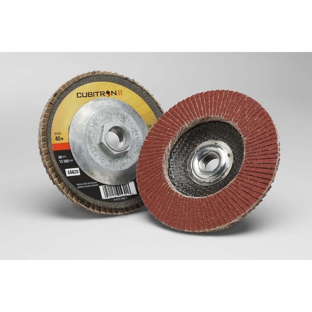 3M 7100049935 Cubitron II Flap Disc 967A, 40+, T29 Quick Change, 4-1/2 in x 5/8-11 (10 Pack)