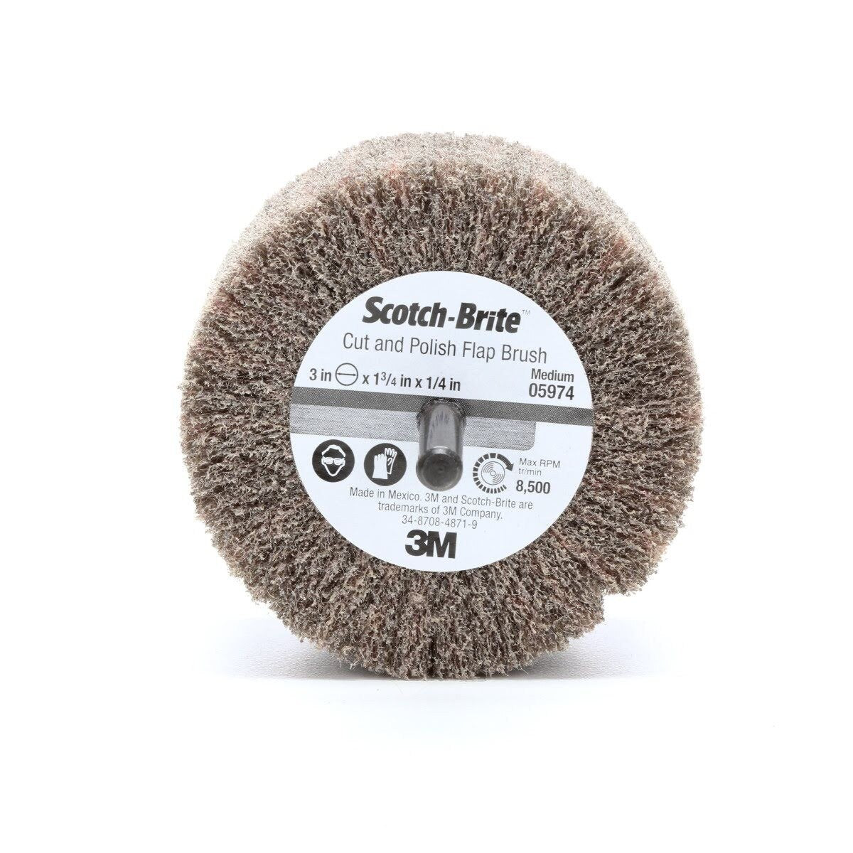3M PF-ZS 05974 Scotch-Brite Cut and Polish Flap Brush, Aluminum Oxide Medium, Tan, 3 in x 1-3/4 in x 1/4 in (7100050520) (10 Pack)