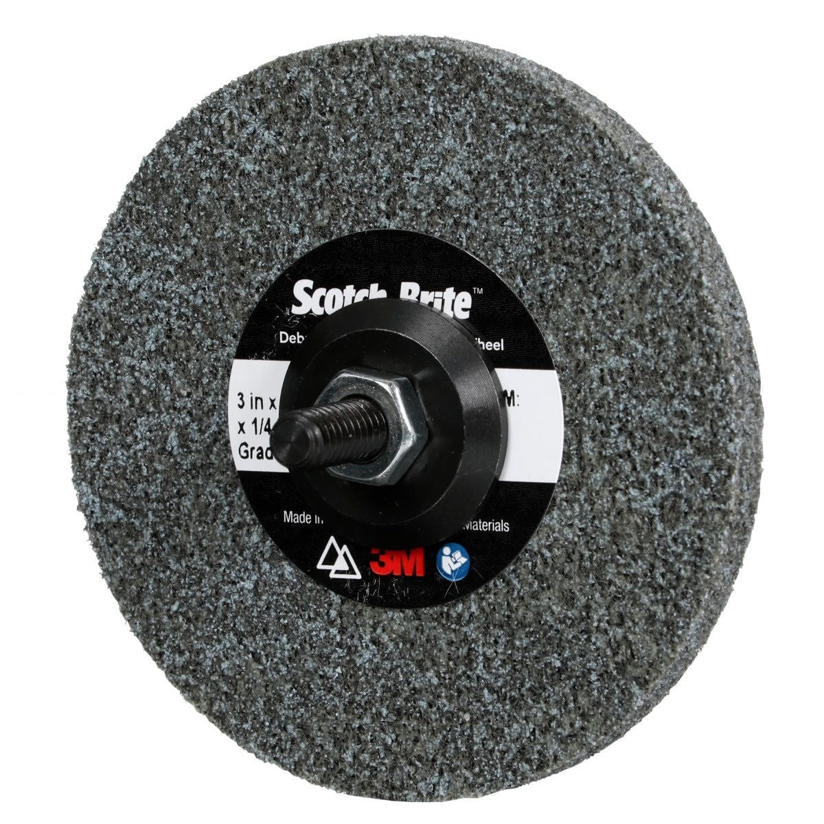 3M DP-UW Scotch-Brite Deburr and Finish PRO Unitized Wheel, Center Hole, Ceramic, Medium+, Gray, 3 in x 1/4 in x 1/4 in (7100053419) (40 Pack) - 2