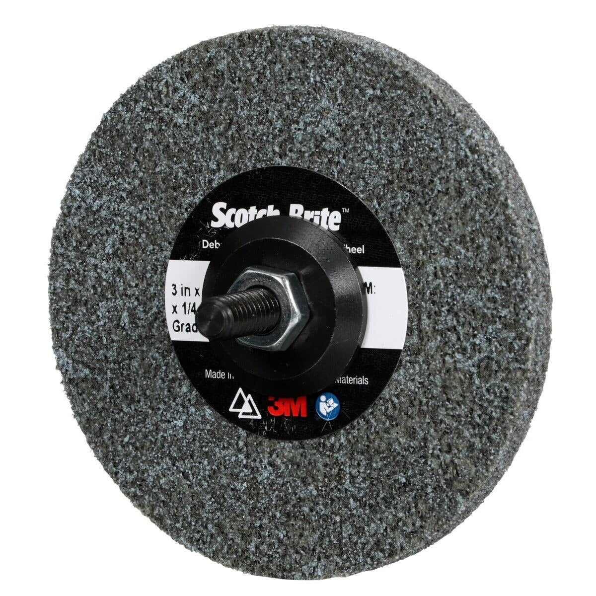3M DP-UW Scotch-Brite Deburr and Finish PRO Unitized Wheel, Center Hole, Ceramic, Medium+, Gray, 3 in x 1/4 in x 1/4 in (7100053419) (40 Pack) - 2
