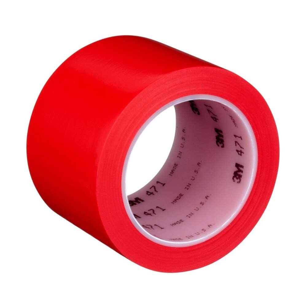 3M 7100064525 Vinyl Tape 471 Red for Floor Marking, Paint Masking, Color Coding (1 Roll, 3 in x 36 yd) - 2