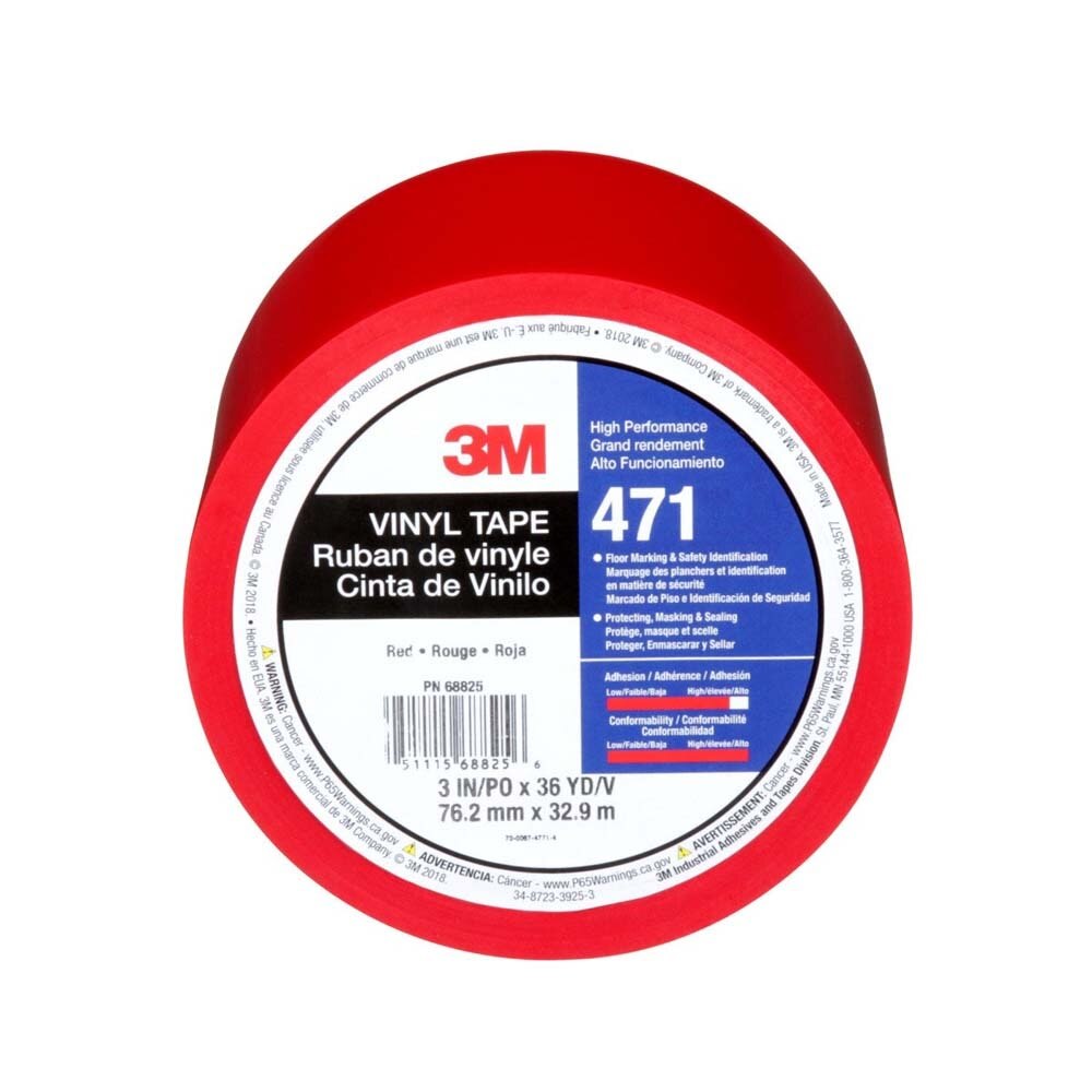3M 7100064525 Vinyl Tape 471 Red for Floor Marking, Paint Masking, Color Coding (1 Roll, 3 in x 36 yd) - 5