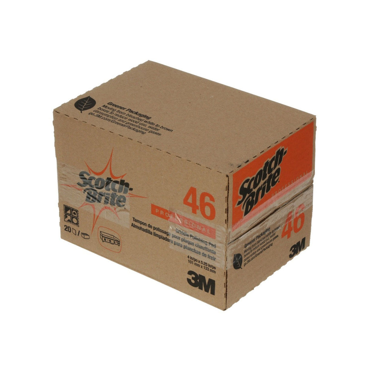 3M 46 Scotch-Brite Griddle Polishing Pad, Heavy Duty, Gray, 4 in x 5-1/4 in (7100064741) (60 Pack) - 3