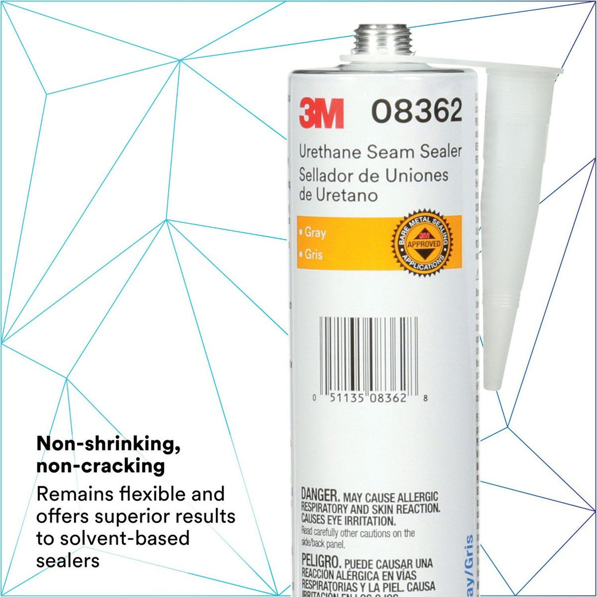 3M 08362 Urethane Seam Sealer, Gray, High Solids, Permanently Flexible, 310 mL/10.5 fl oz Cartridge (7100066294) (12 Pack) - 3