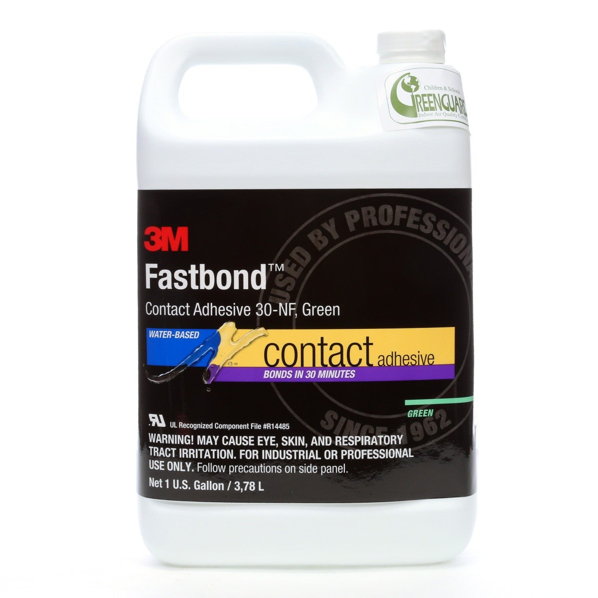 3M 30NF Fastbond Contact Adhesive, Water-Based, Green, 1 Gallon Can (7100071654) (4 Pack)