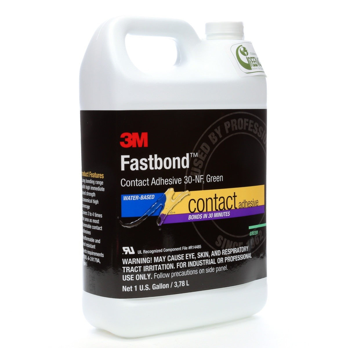 3M 30NF Fastbond Contact Adhesive, Water-Based, Green, 1 Gallon Can (7100071654) (4 Pack) - 2