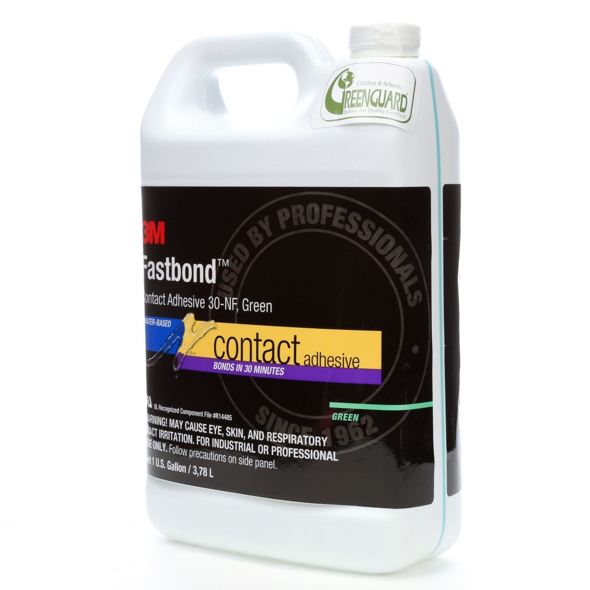 3M 30NF Fastbond Contact Adhesive, Water-Based, Green, 1 Gallon Can (7100071654) (4 Pack) - 3