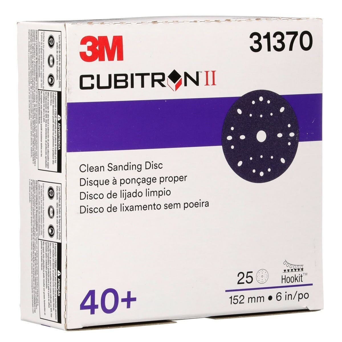 3M 737U 31370 Cubitron II Hookit Clean Sanding Abrasive Disc, 6 in, 40 Plus Grit, Purple (7100073549) (100 Pack) - 8