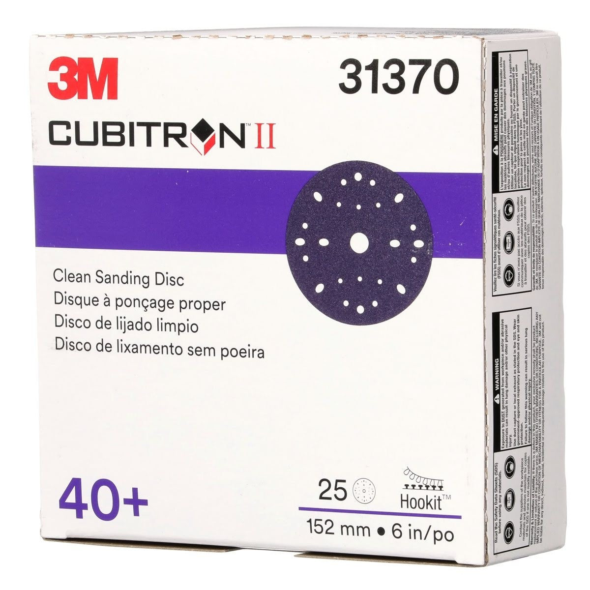 3M 737U 31370 Cubitron II Hookit Clean Sanding Abrasive Disc, 6 in, 40 Plus Grit, Purple (7100073549) (100 Pack) - 9