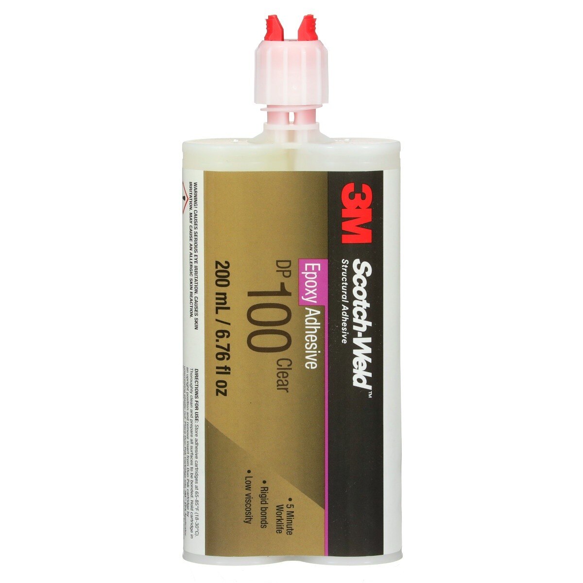 3M Scotch-Weld Epoxy Adhesive DP100 Clear Two-Part Fast Cure Rigid Epoxy 200 mL 6.76 fl oz Duo-Pak (DP100) (7100075490) (12 Pack)