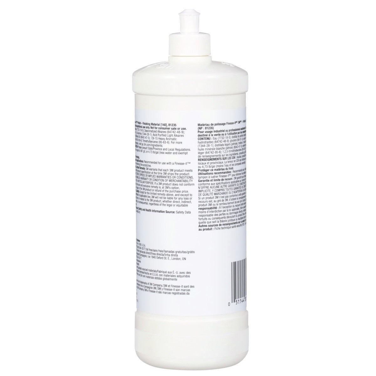 3M 140 Finesse-it Polish Finishing Material, White, Easy Clean Up, 1 Liter (81235) (7100075518) (12 Pack) - 3