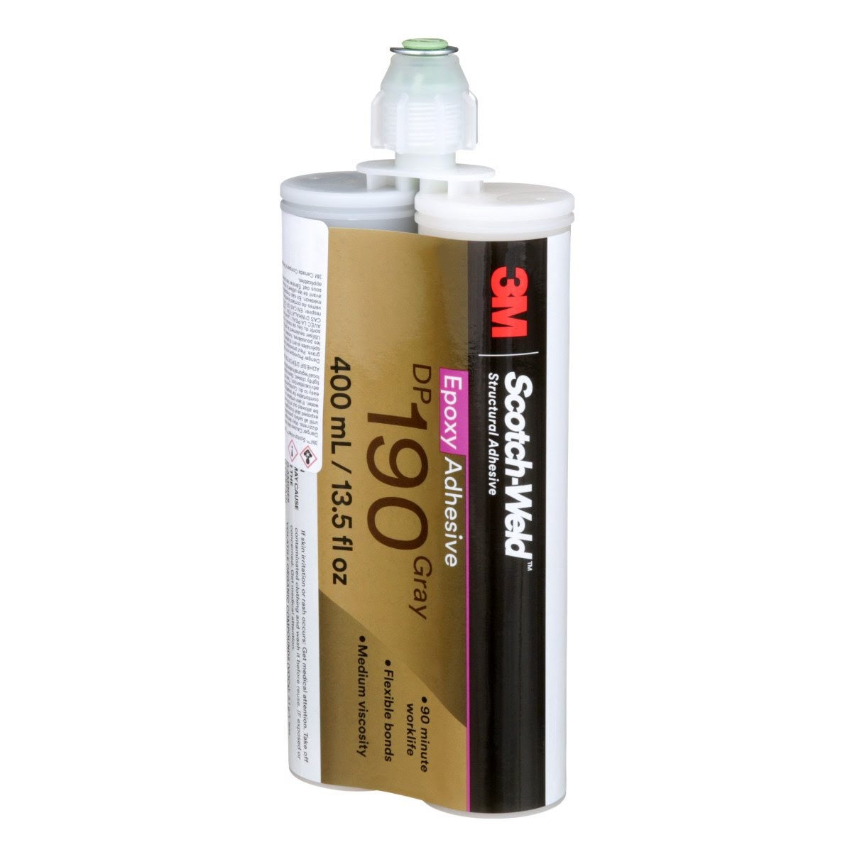 3M Scotch-Weld Epoxy Adhesive DP190, Gray, 400 mL Duo-Pak (DP190) (7100076722) (6 Pack) - 2