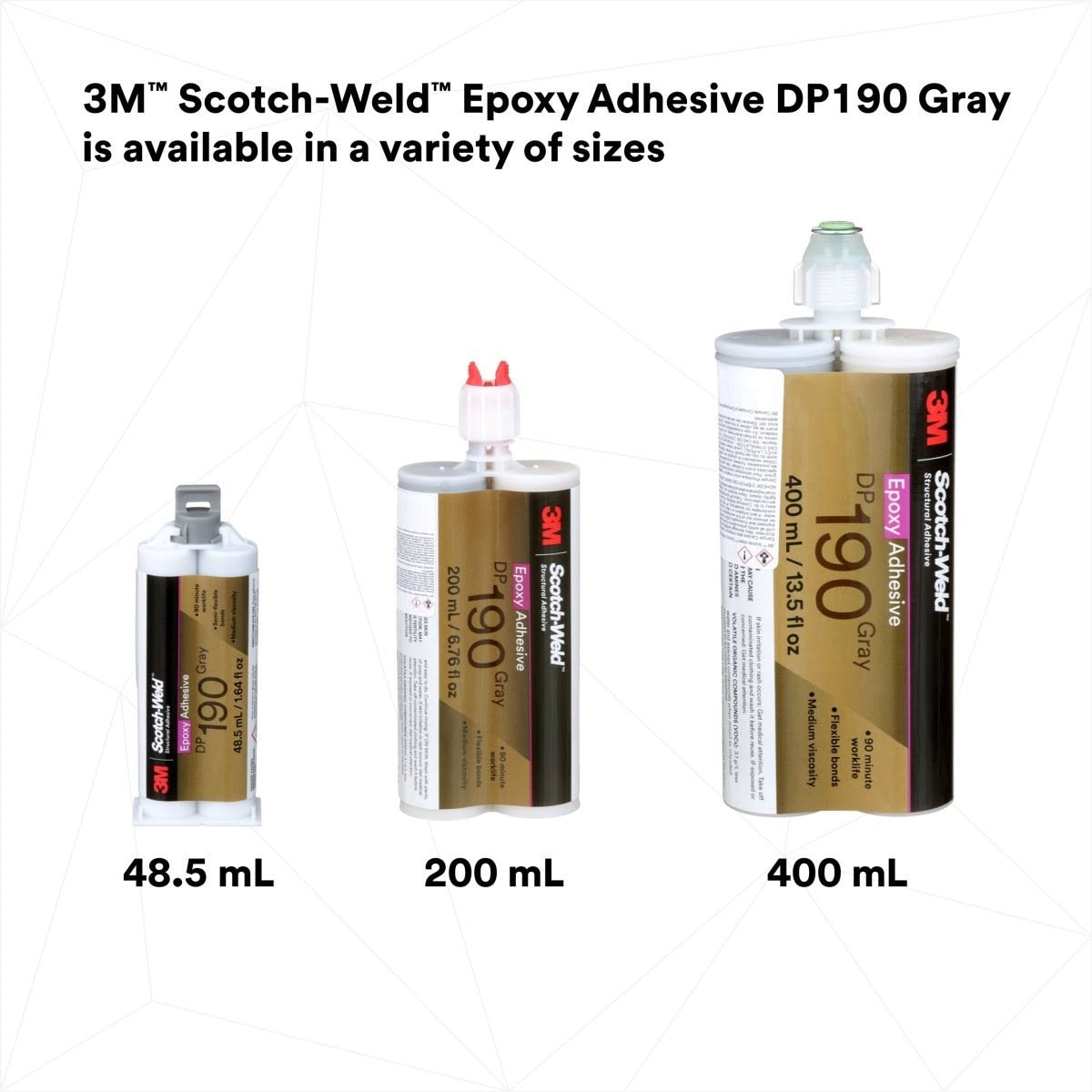 3M Scotch-Weld Epoxy Adhesive DP190, Gray, 400 mL Duo-Pak (DP190) (7100076722) (6 Pack) - 8