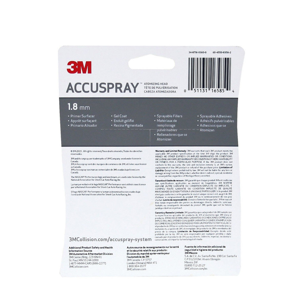 3M 16585 Atomizing Head, Clear, 1.8 mm (7100078990) (100 Pack) - 2
