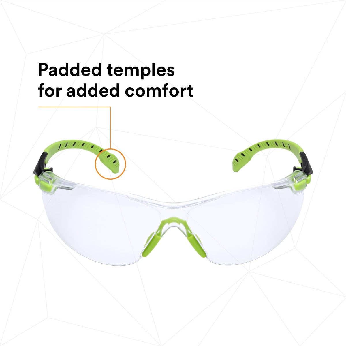 3M S1201SGAF Solus 1000 Safety Glasses, Clear Polycarbonate Lens, Scotchgard Anti-Fog Anti-Scratch, Green/Black Half-Frame, Padded Temples, Soft Nosebridge, ANSI Z87.1 UV Protection (7100079049) (20 Pack) - 5