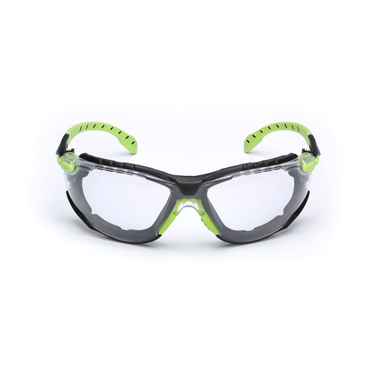 3M S1201SGAF-KT Solus Safety Glasses 1000 Series Scotchgard Anti-Fog, Clear Lens, Green/Black Frame, Removable Foam Gasket and Strap, ANSI Z87 (7100079182) (20 Pack)