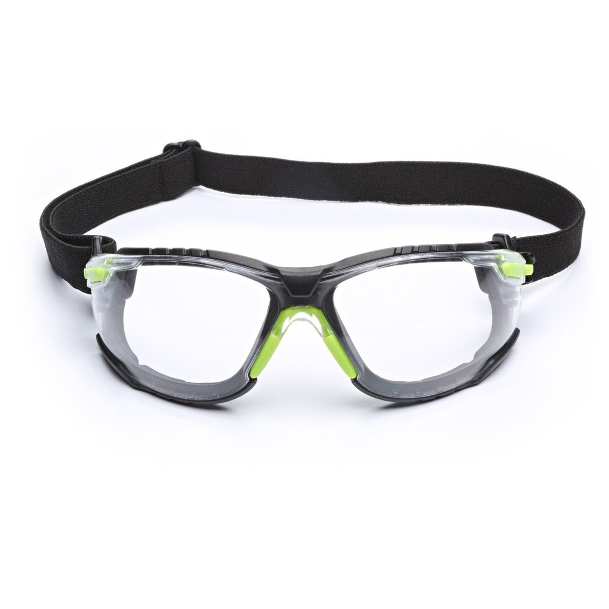 3M S1201SGAF-KT Solus Safety Glasses 1000 Series Scotchgard Anti-Fog, Clear Lens, Green/Black Frame, Removable Foam Gasket and Strap, ANSI Z87 (7100079182) (20 Pack) - 2