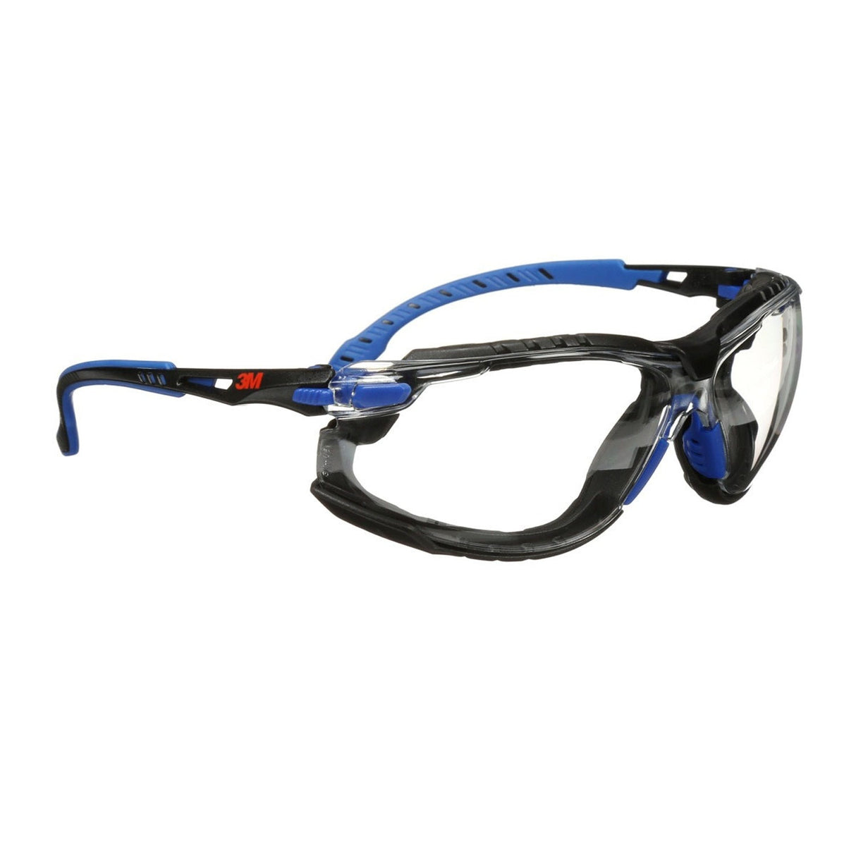 3M Solus Safety Glasses 1000 Series Scotchgard Anti-Fog Clear Lens Blue/Black Frame Removable Foam Gasket and Strap (27189) (7100079186) (20 Pack) - 3