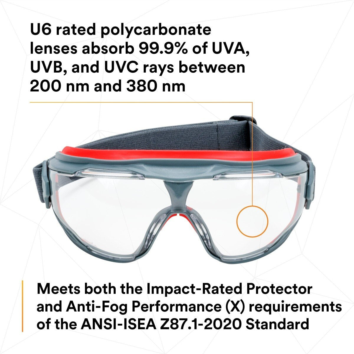3M GG501SGAF GoggleGear 500 Series Safety Goggles, Clear Lens, Anti-Fog, Indirect Ventilation, Adjustable Cloth Strap, D3/D4 Rated ANSI Z87.1-2015 (7100079187) (1 Pair) - 9