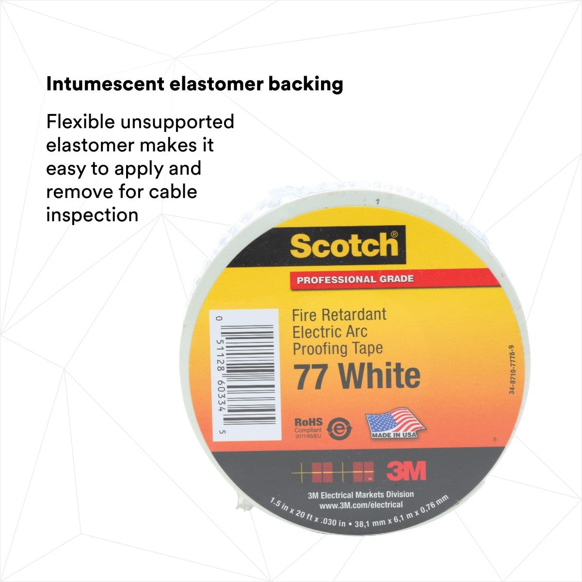 3M 77W-1.5X20FT Scotch Fire Retardant Electric Arc Proofing Tape 77W, 1-1/2 in x 20 ft, White Gray (7100080070) (10 Pack) - 4