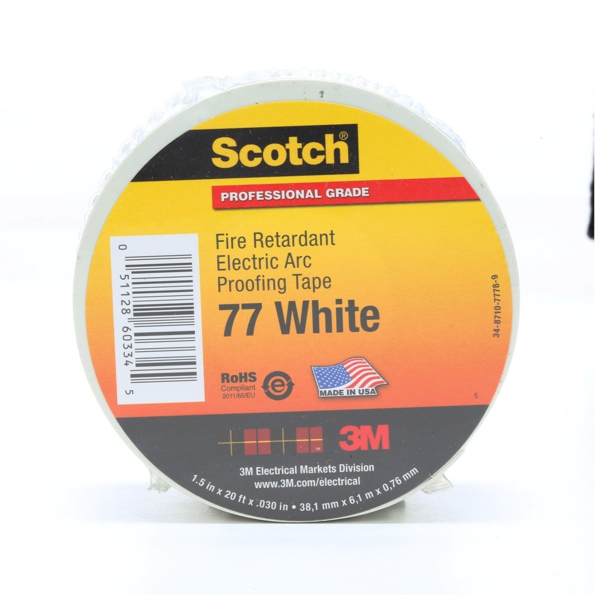 3M 77W-1.5X20FT Scotch Fire Retardant Electric Arc Proofing Tape 77W, 1-1/2 in x 20 ft, White Gray (7100080070) (10 Pack) - 8