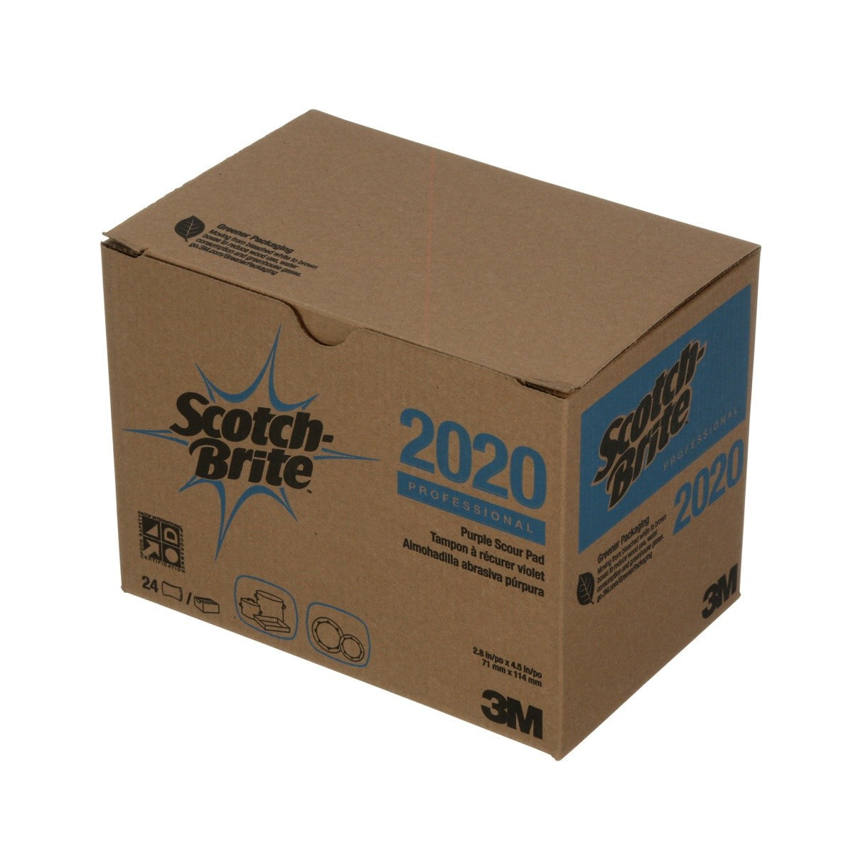 3M Scotch-Brite Purple Scouring Pad 2020, 2-13/16 in x 4-1/2 in (7100080174) (24 Pack) - 3