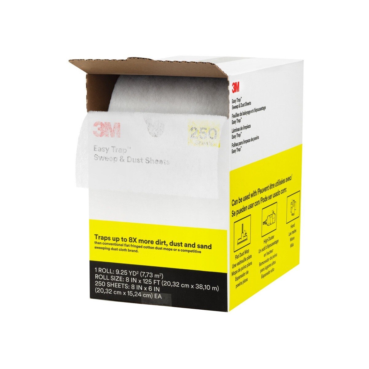 3M Easy Trap Sweep and Dust Sheets, 8 in x 6 in, Disposable, Works on Dry or Wet Surfaces (7100081545) (250 Pack) - 2