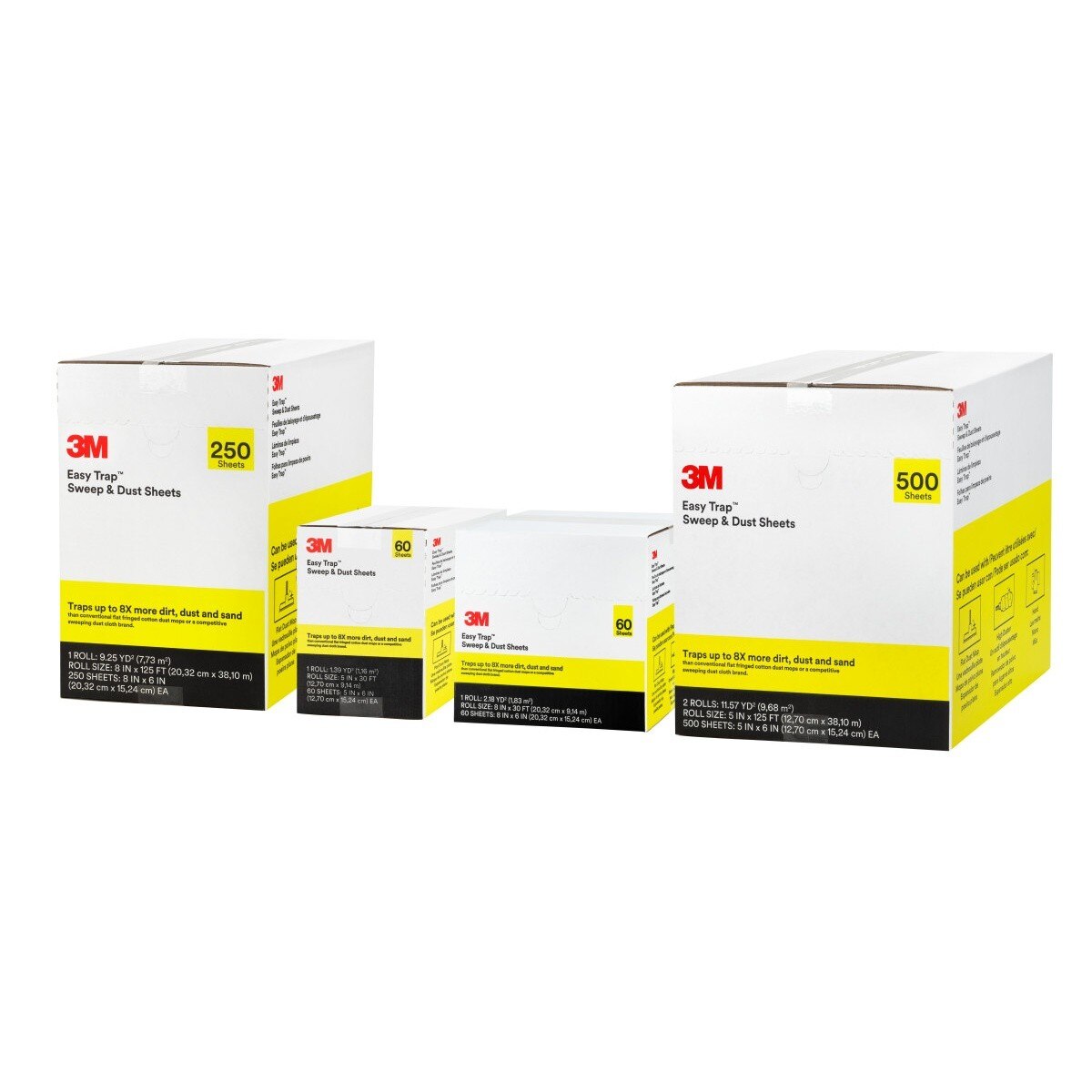3M Easy Trap Sweep and Dust Sheets, 8 in x 6 in, Disposable, Works on Dry or Wet Surfaces (7100081545) (250 Pack) - 3