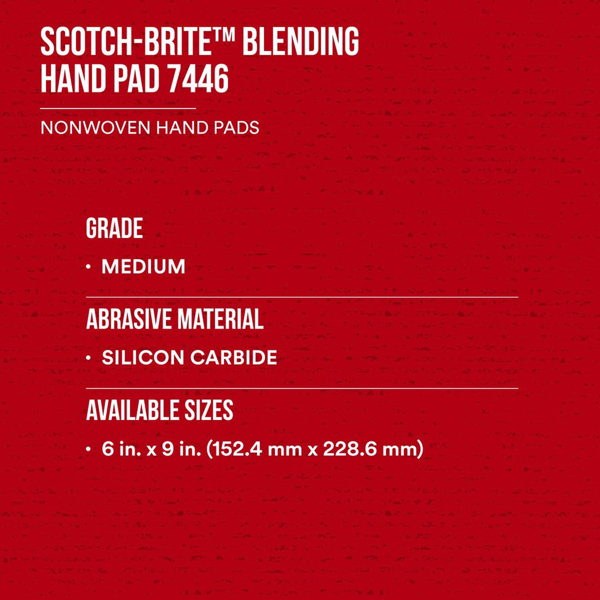 3M HP-HP 7446 Scotch-Brite Blending Hand Pad, SiC Medium, Gray, 6 in x 9 in (7100082599) (20 Pack) - 7
