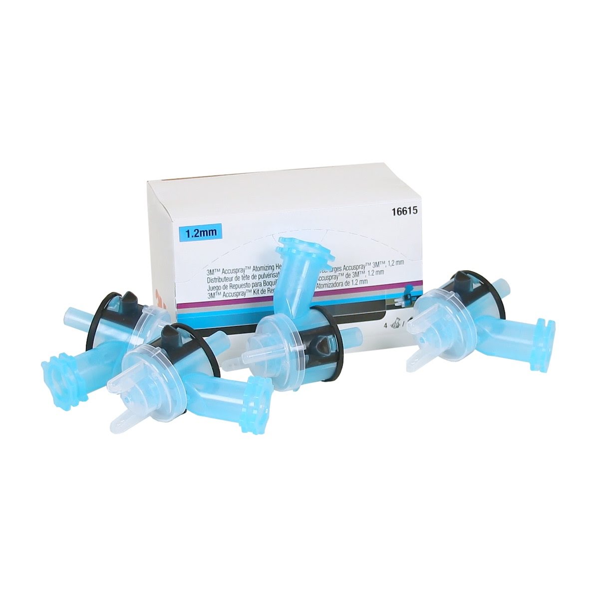 3M 7100086837 Accuspray Atomizing Head, Blue, 1.2 mm (16615) (4 Pieces) (6 Pack) - 3