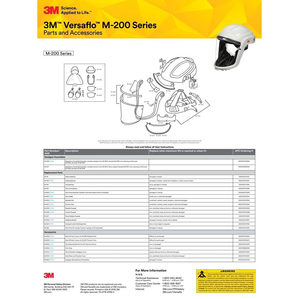 3M M-207 Versaflo Respiratory Faceshield Assembly , with Flame Resistant Faceseal (7100086969) - 4