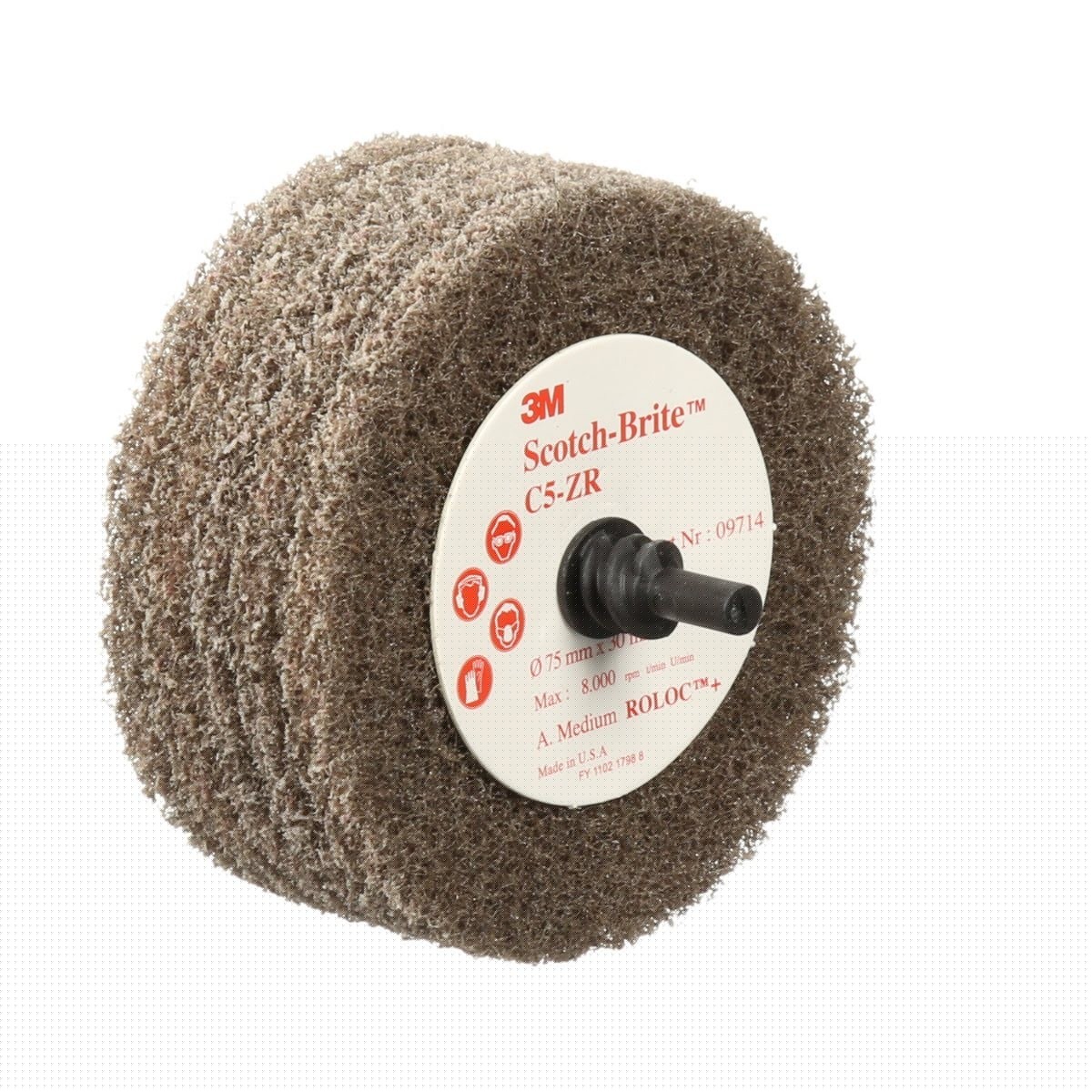 3M Scotch-Brite Roloc Cut and Polish Flap Brush, Aluminum Oxide, Medium, Tan, 3 in x 1-3/8 in (7100088221) (10 Pack)